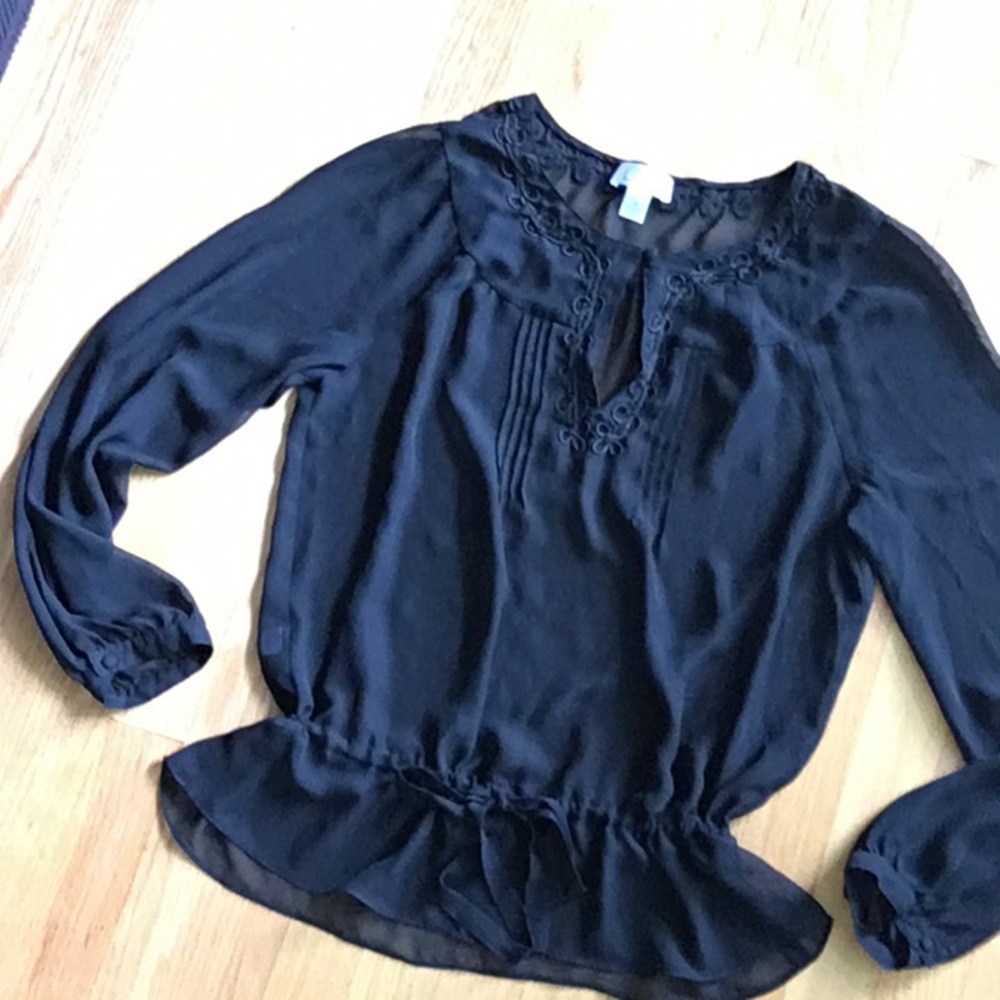 Ann Taylor Loft Black Sheer Blouse